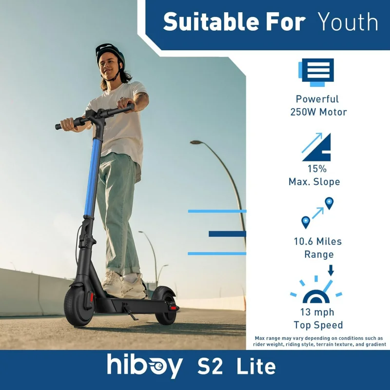 AQHiboy Electric Scooter,350W Peak Motor,13 MPH,10.6 Mile Range,Foldable,Lightweight,UL 2272 Certified,Dual Braking System,E-Sco