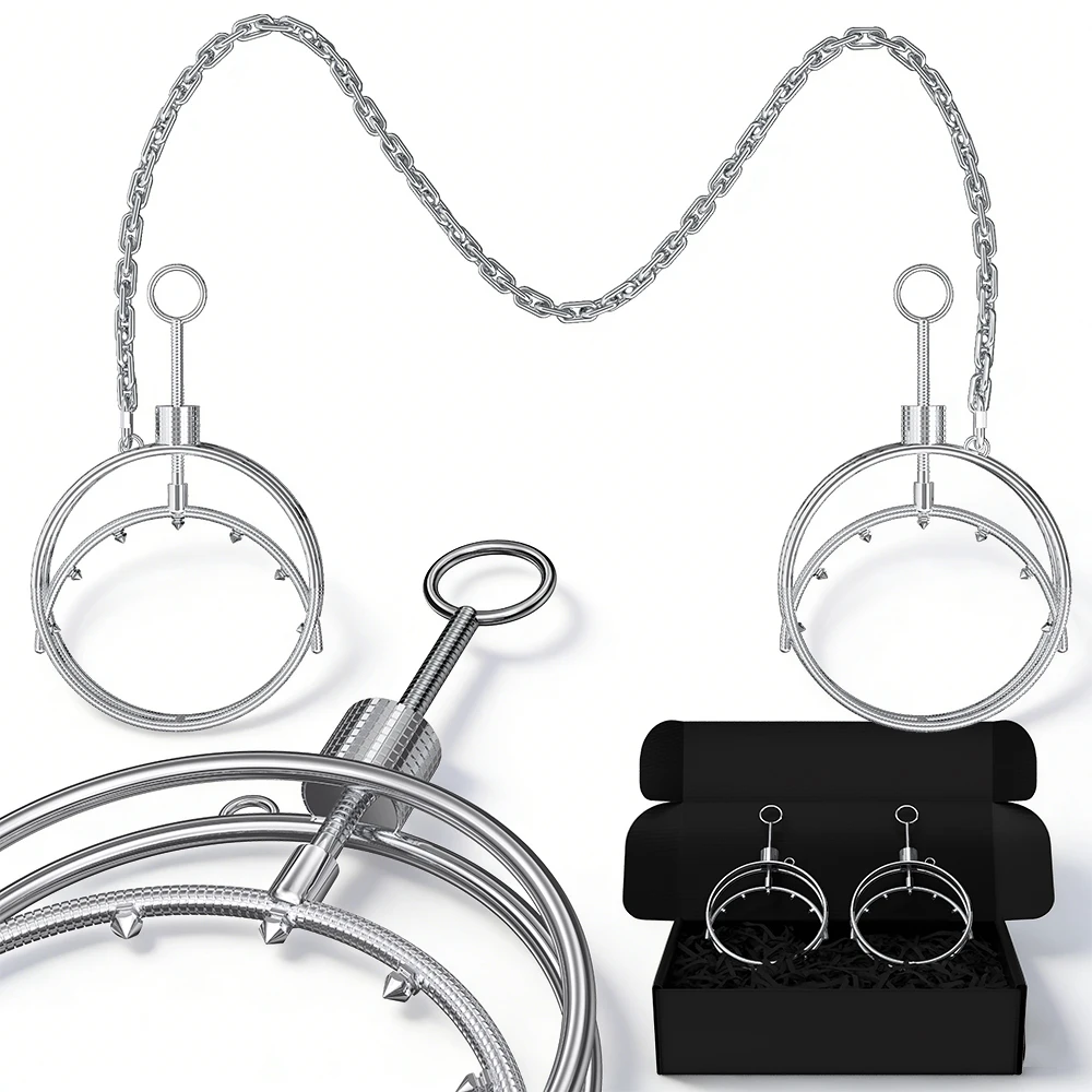 LEZEE-mrazaderas para pezones, Clips metálicos para pechos, pezones con punta, cadena estimuladora de pecho femenina adulta Sexy, Juguetes sexuales Bondage para mujeres