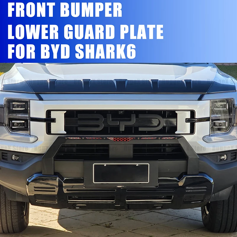 Per BYD SHARK 6 Paraurti inferiore Piastra di protezione Materiale ABS Nero Design personalizzato Copertura di protezione paraurti anteriore per SHARK 6 Accessori