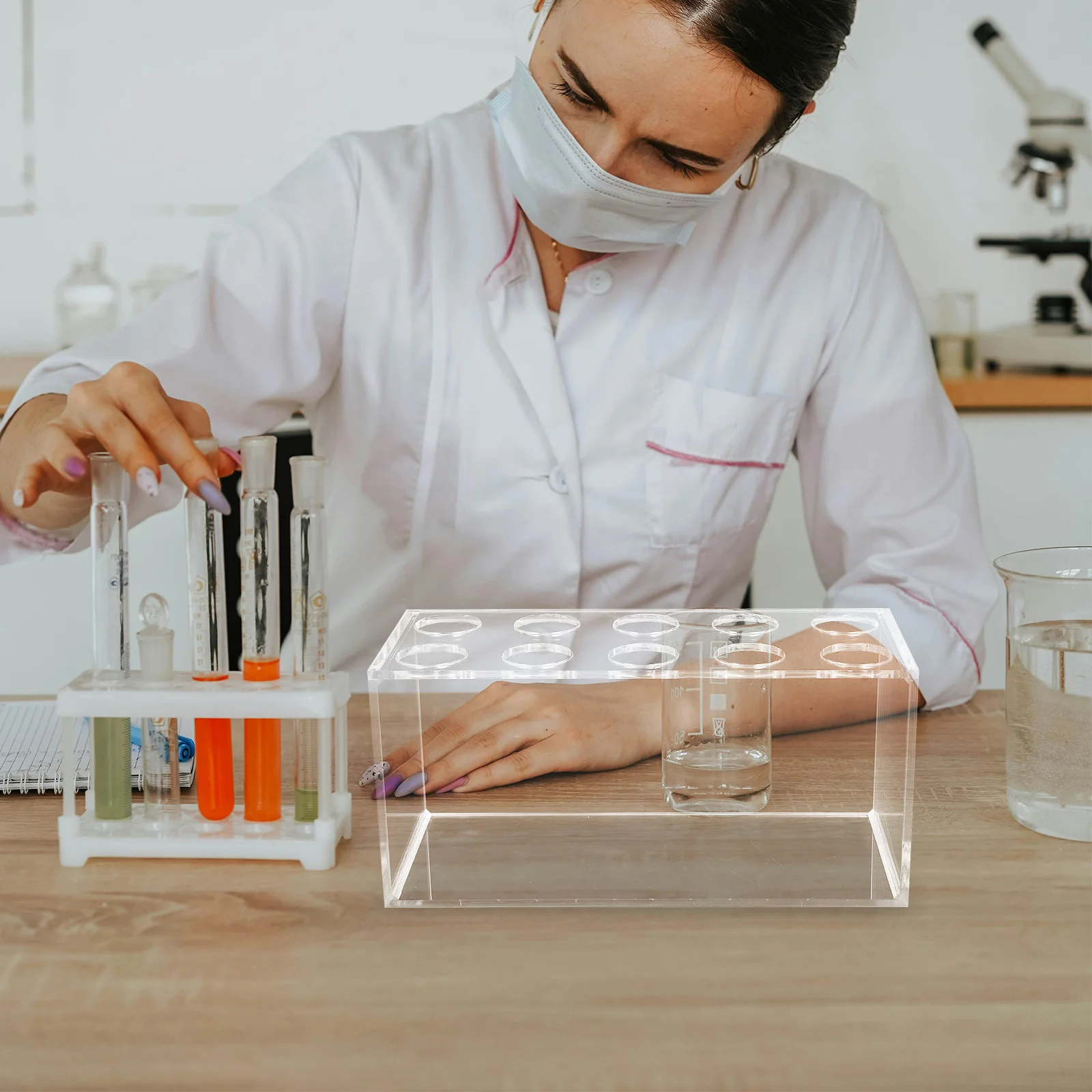 

Laboratory Bottle Rack Clear Acrylic Inverted Test Tube Stand For 50Ml Vials Durable Space-Saving Tube Organizer Lab Use