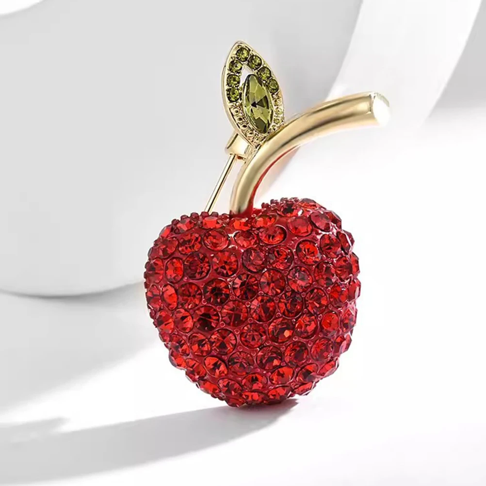 

3pcs Small Apple Brooch Rhinestone Crystal Brooches for Women Clothing Accessories Lapel Scarf Coat Pin Fastener Festive Fruit