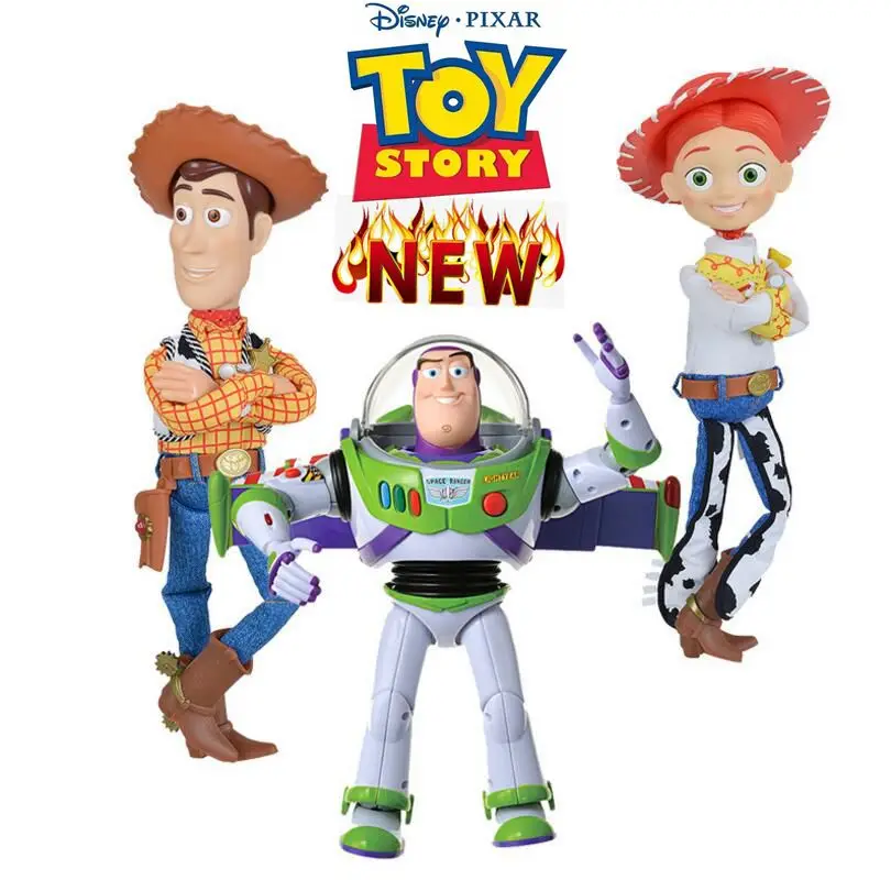 Disney Toy Story 4 Sheriff Woody Cowboy Talking Sound and Light Pixar Buzz Lightyear Jesse Action Figure Model Children Toy Gift