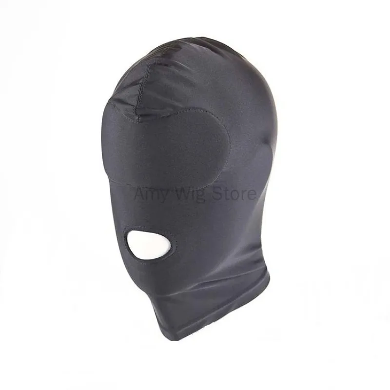 Open Eyes and Mouth Fetish Hood Mask Black Full Face Kanye Mask for Halloween Adult Ghost Cosplay