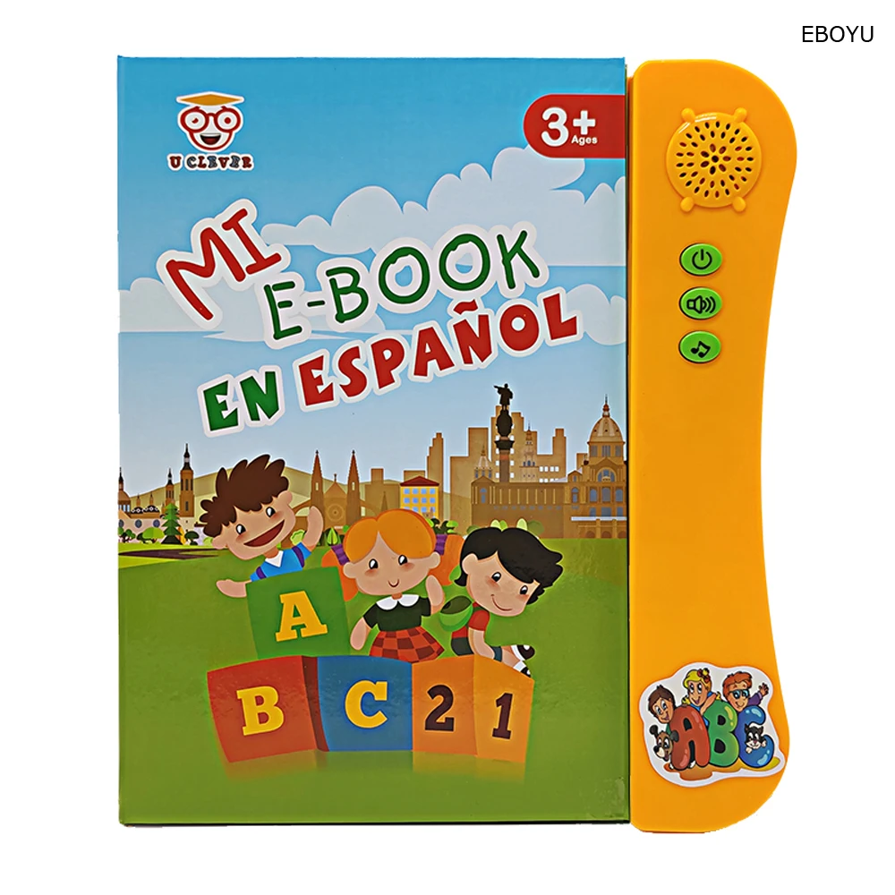 Eboyu UC168-18 inglês/espanol leitor de livro leitura bilíngüe educacional falando som brinquedo inglês/espanhol máquina aprendizagem