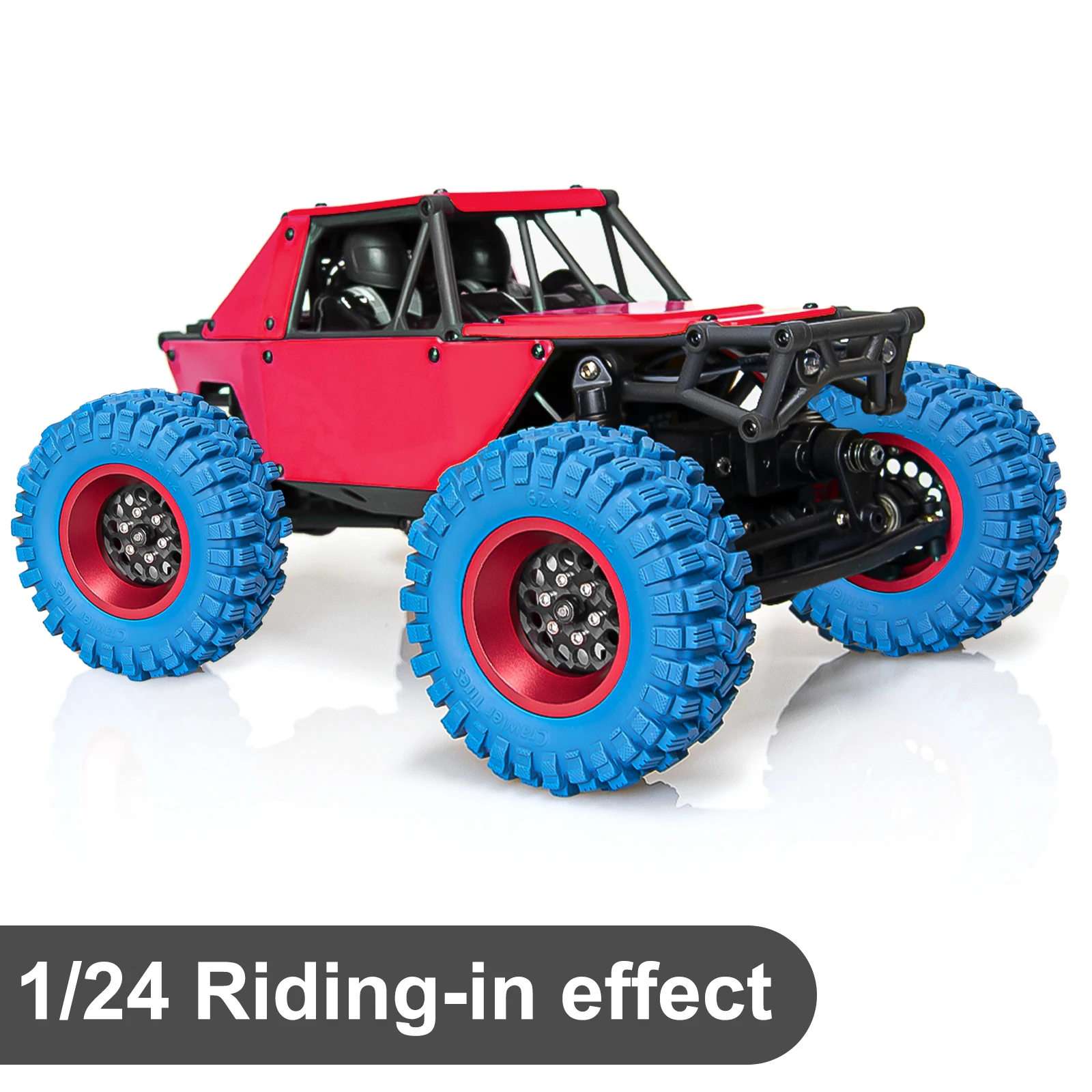 Obręcze kół z włókna węglowego OKHL 1.2 cala, kolorowe, z gumowymi, niebieskimi oponami do modeli RC Crawler 1/18 TRX4M, 1/24 FCX24, SCX24, zestaw do tuningu.