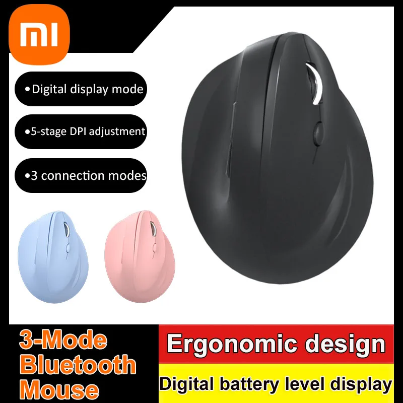 

Xiaomi Tri-mode Vertical Mouse with Battery Level Display Ergonomic Personalised Side Grip 4800 DPI Mute Gaming Office Mouse