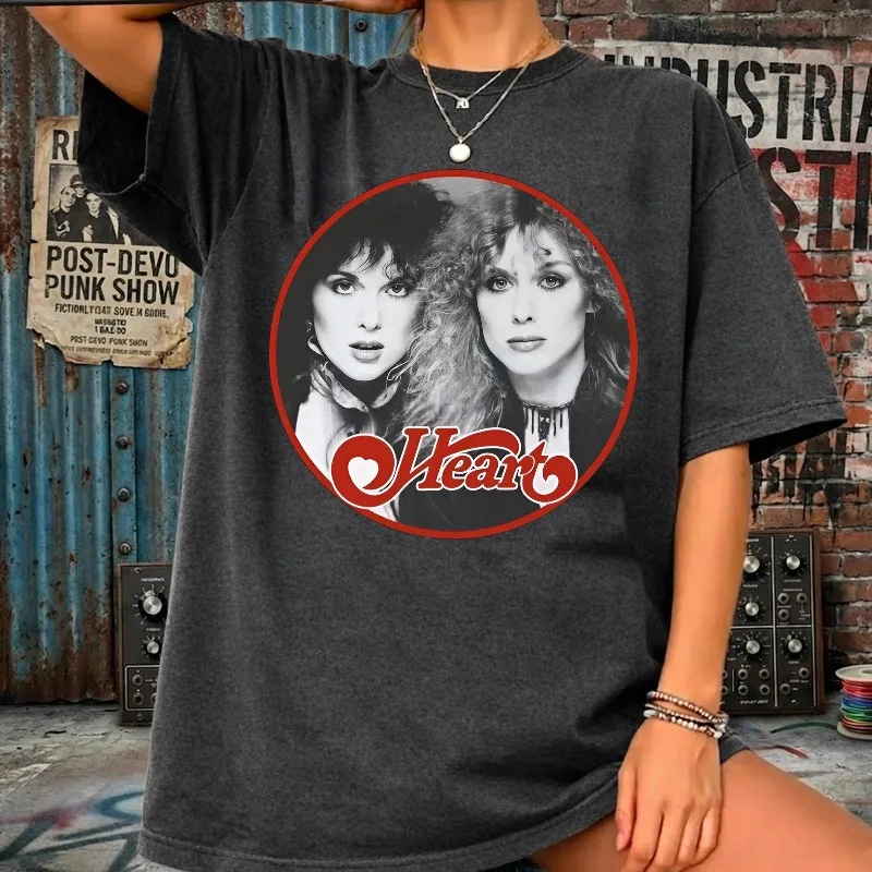 Heart Shaped Band 90s Shirt, Heart Shaped Band Signature T-shirt for Women, Summer New Casual Retro Unisex