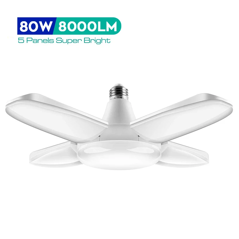 Bombillas LED plegables de 30/80W, luz E27, para garaje, taller, sala de estar, Rom