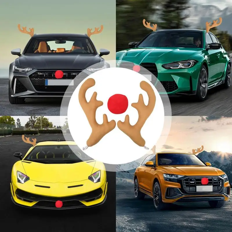 Car Reindeer Antler Kit Car Decorations For Christmas Reindeer Car Kit Christmas Car Decorations Fits Vehicles Trucks SUVs