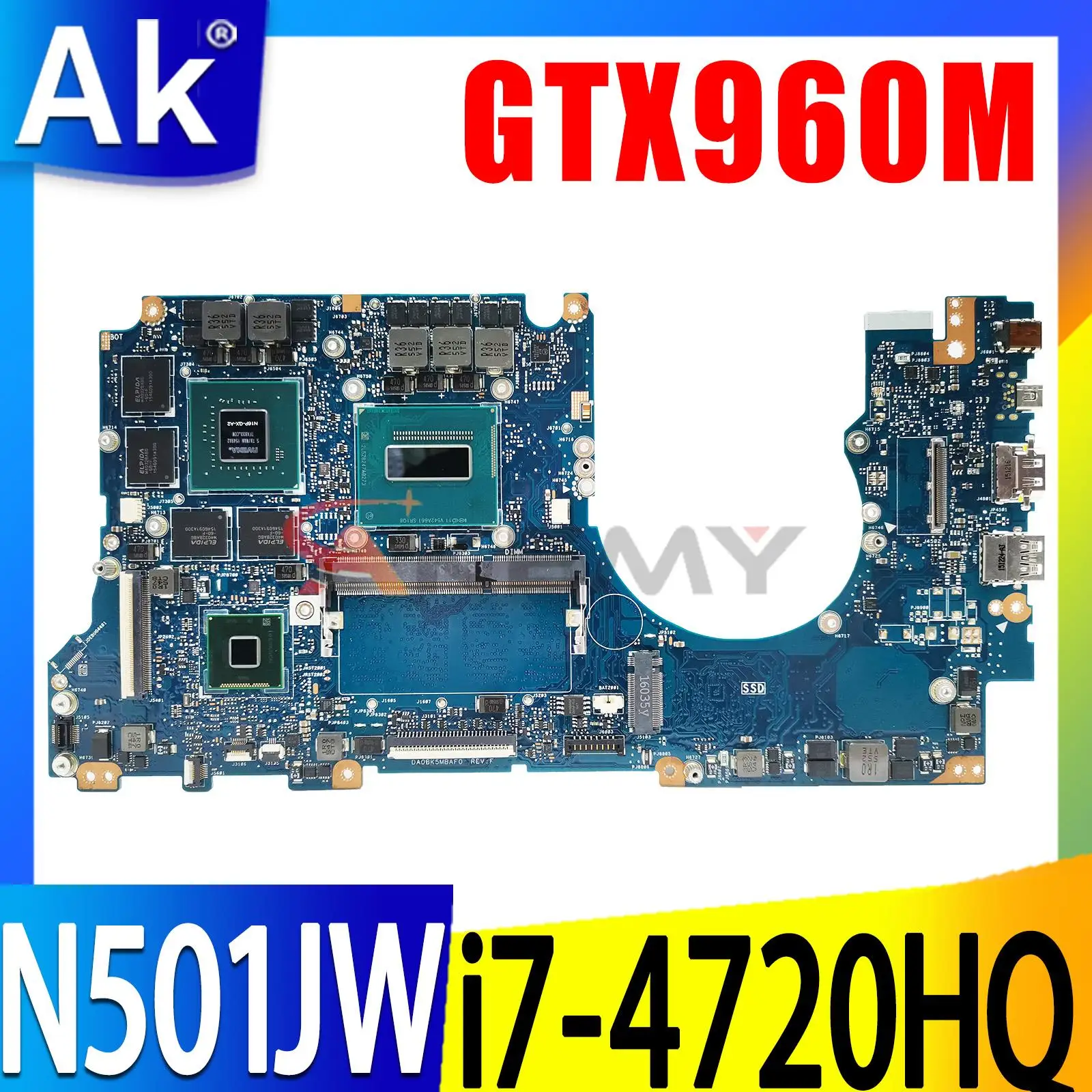 N501JW Motherboard GTX960M I7-4720HQ I7-4750HQ 4G 8GB de RAM Para Asus UX501JW UX501J N501J G501JW G501 Laptop motherboard mainboard