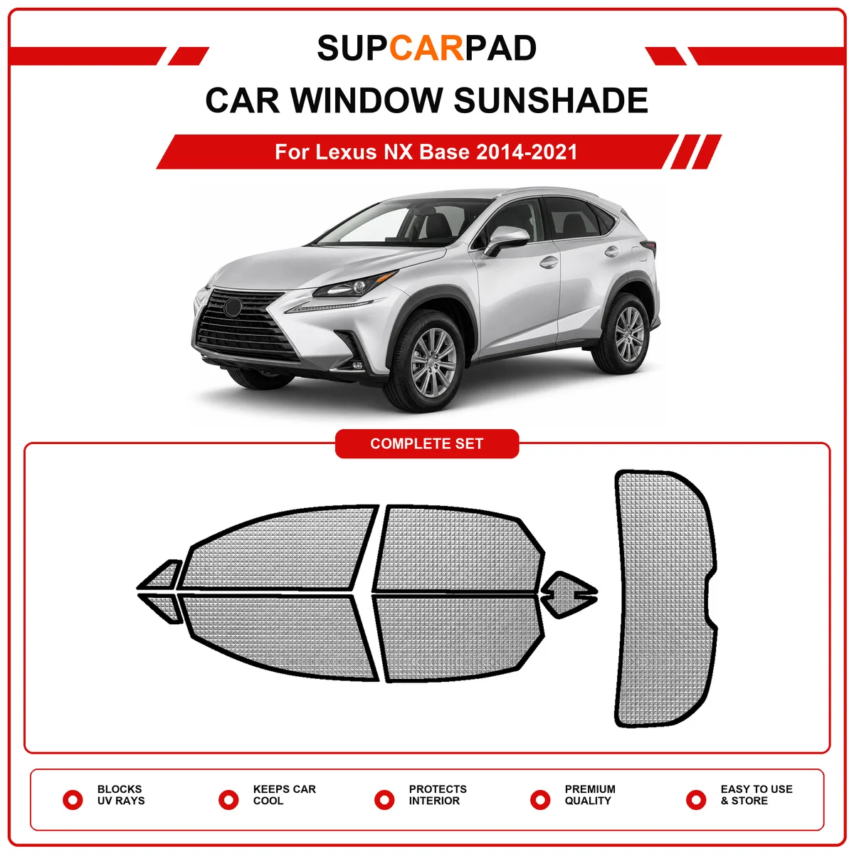 For Lexus NX Base 2014-2021 Pre‑Cut Auto Window Sunshade Anti‑UV Car Sun Visor Protector