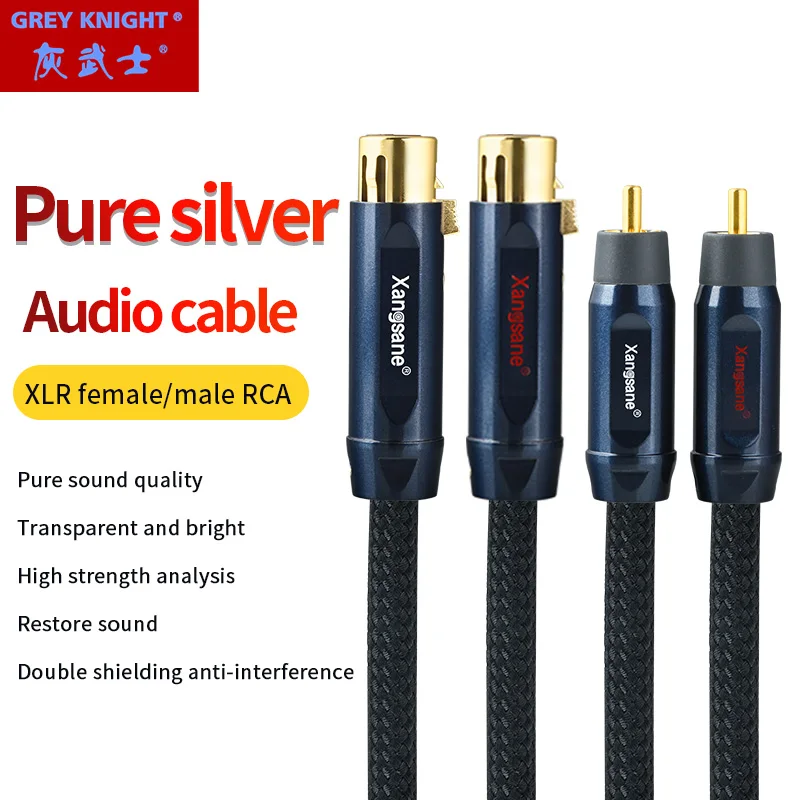 Grey Knight High Fidelity 4N sterling silver XLR male female to RCA audio cable CD player power amplifier adapter cable