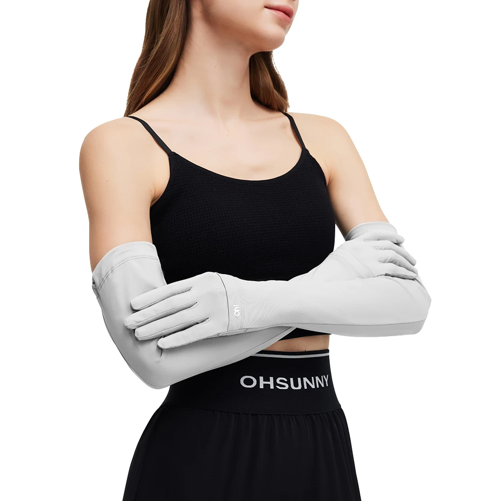 OhSunny UV 保護ロンググローブ、UPF50+ アイススリーブ、夏の女性用ミトンクールアームカバー、屋外釣りサイクリング & 運転用