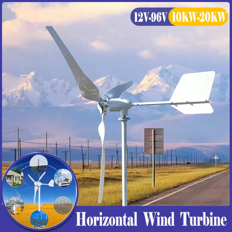 

20000W Wind Turbine Generator 15kw Horizontal 24V 48V 96V Strong Power Magnetic Dynamo Free Energy 220v Inverter Output For Home