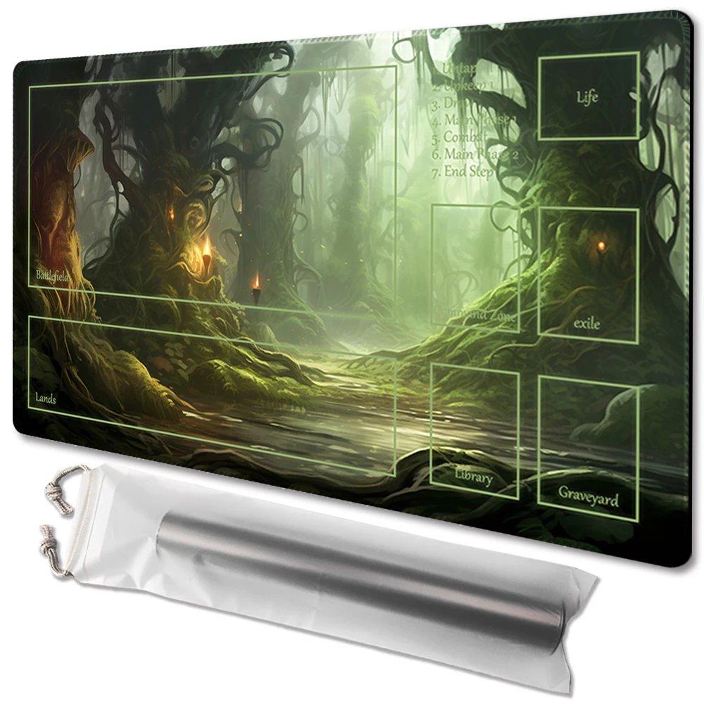 Forest Spirit Realm - Board Game TCG Playmat Table Mat Game Size 60X35 CM Mousepad Compatible for MTG CCG