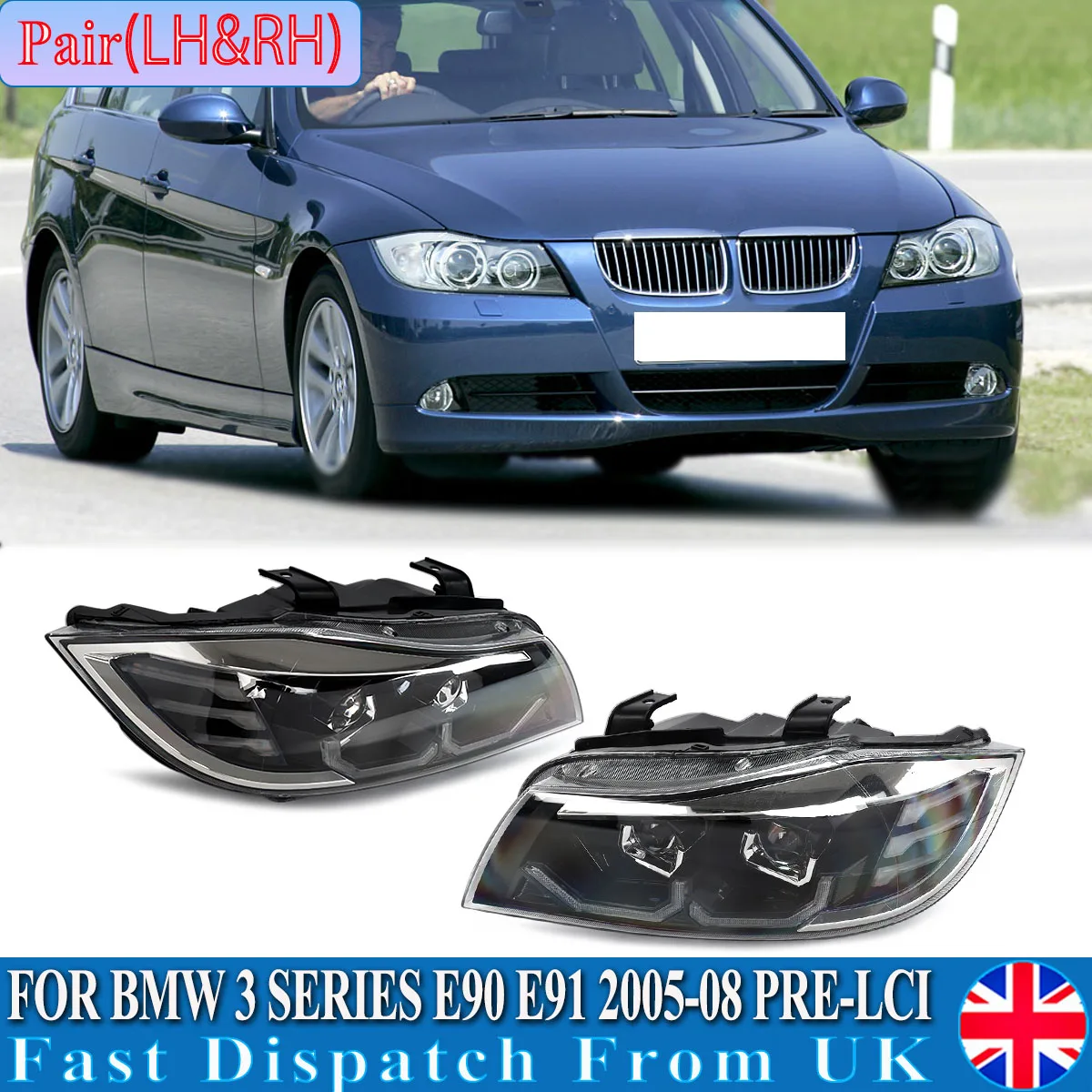 

Фара RHD для BMW E90 E91 3 серии 320d 325d 330d Pre-LCI 2005 2006 2007 2008 Передняя левая правая фара Ремонт головного света