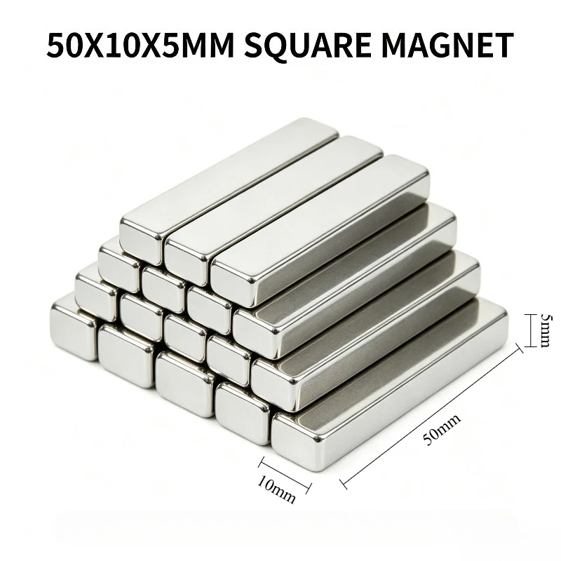 N35 NdFeB Rare Earth Magnet 50x10x5mm Permanent Rectangular Big Block Neodymium Magnet for Handcraft Mechanical Processing