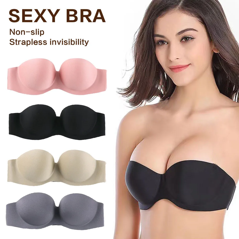 Sexy Non-slip Strapless Bra Women Push Up Bra Underwear Soild Color Lingerie Seamless Without Straps Bralette Brassiere