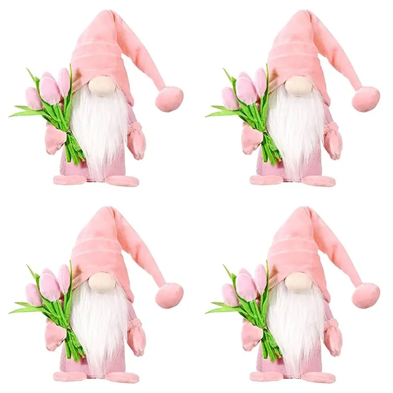 A74E-4X Gnomes Indoor Decorations, Spring Summer Gnome Holiday Decorations, Handmade Tomte Stuffed Plush Gnomes