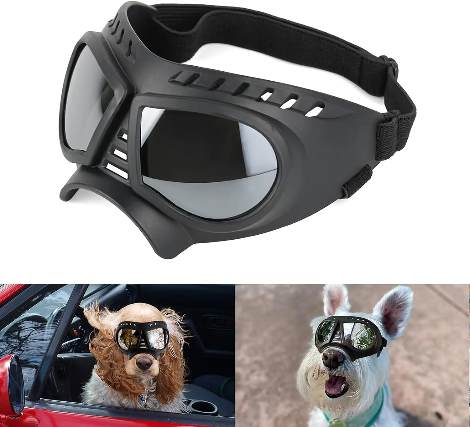 Dog Goggles UV protection Sunglasses for small to medium breed dogs Tactical Doggy Glasses Wind/Dust/Fog/Snowproof Puppy Eyewear