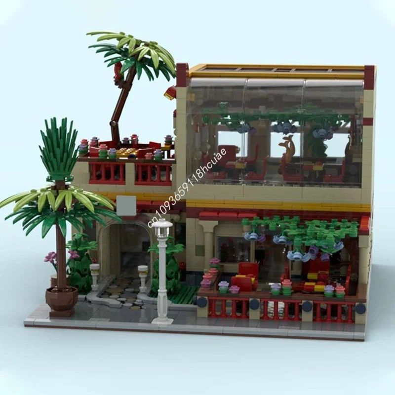 

2563 детали, модульный конструктор MOC: кафе Breezway, архитектурная модель, кирпичики для сборки, игрушки, подарки на день рождения, образовательные игрушки, рождественские подарки