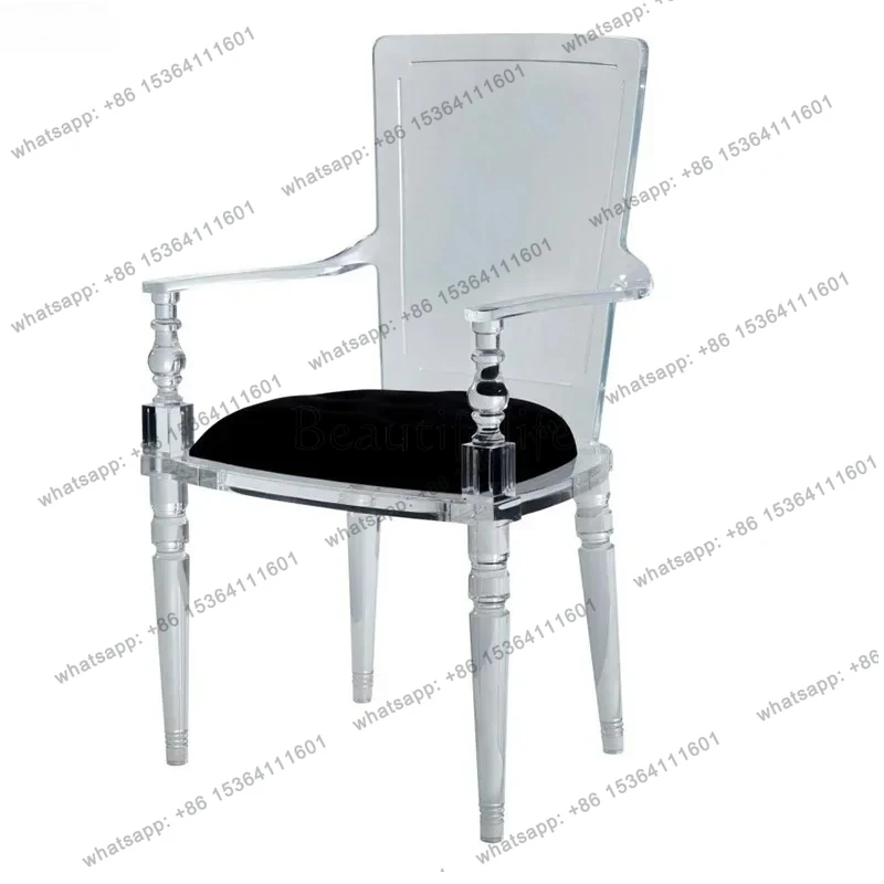 acrylic chair Italian chair Hotel model room club high-end dining Transparent armrest chair