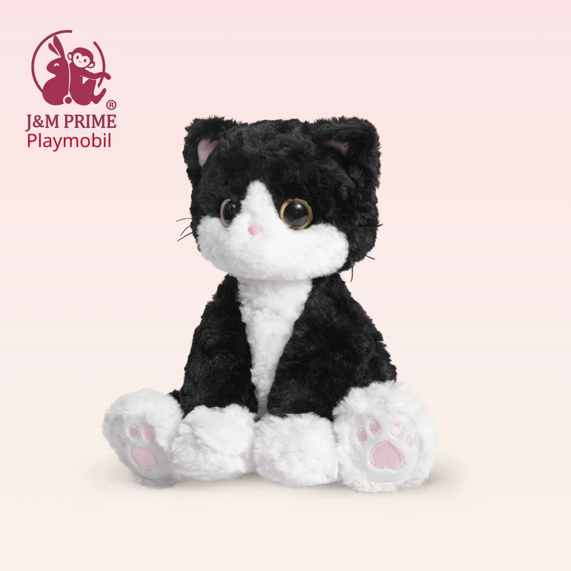 

J&M Mona Tuxedo Cat Plush Toy Soft Fluffy Stuffed Animal Comforting Sleep Companion For Toddlers Kids Bedtime Play Gift