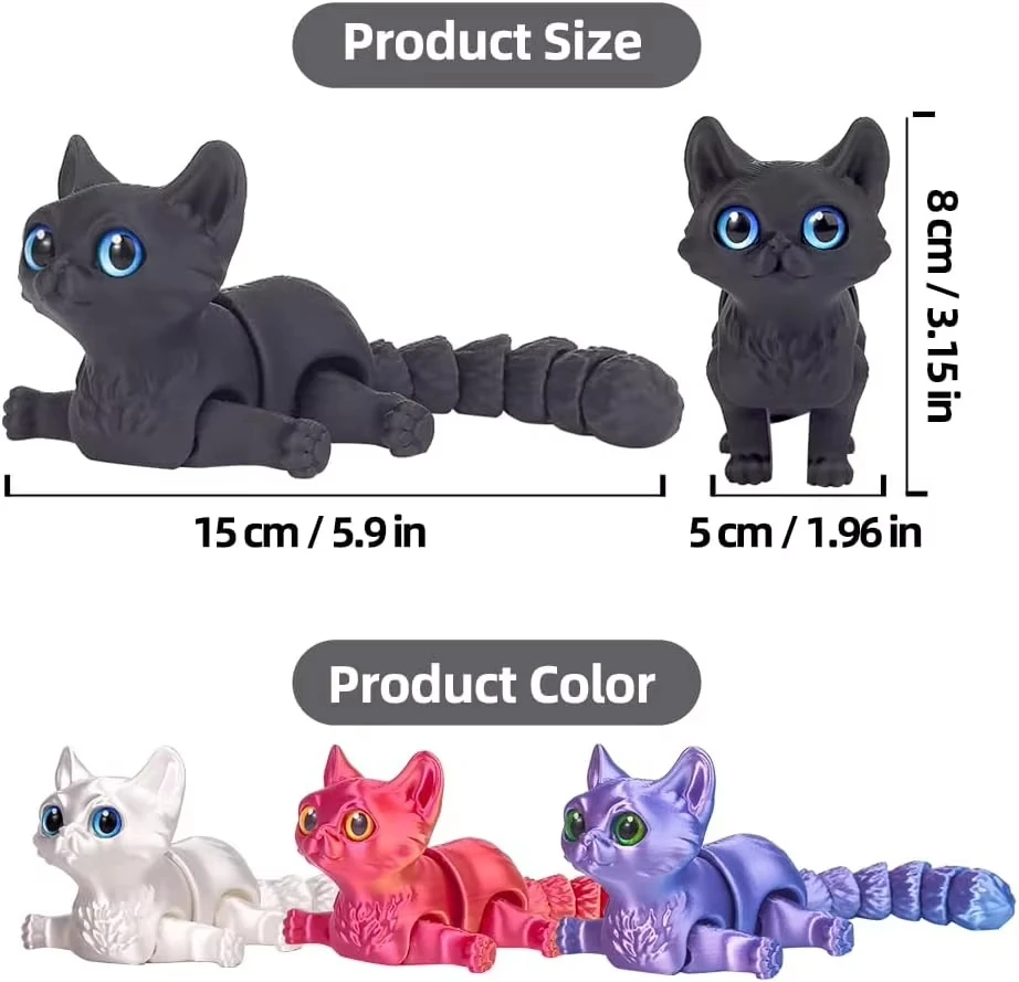 LSY 20263D Printed Cat Animals Fidget Toys Decor for Stress Relief Desktop Decoration Basket Stuffers Gift for Kids