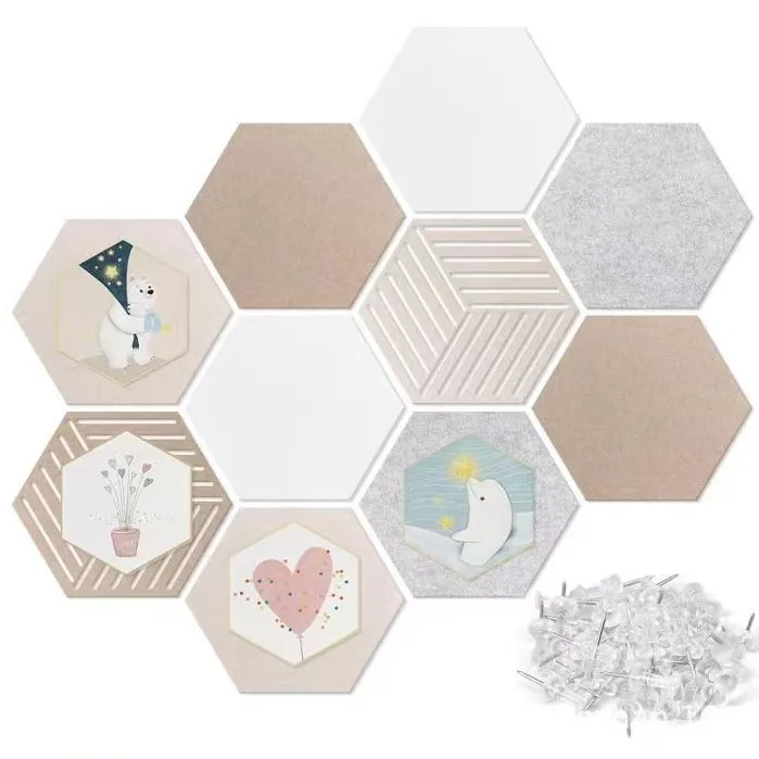 Hexagon Felt Acoustic Panel Self Adhesive Sound Absorbing Wall Tiles, Nail Free Noise Reduction Felt Board for Bedroom Cinema