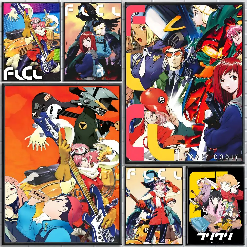 Anime FLCL Poster poster Self-adhesive wall stickers, suitable for room decoration, high-quality printing.