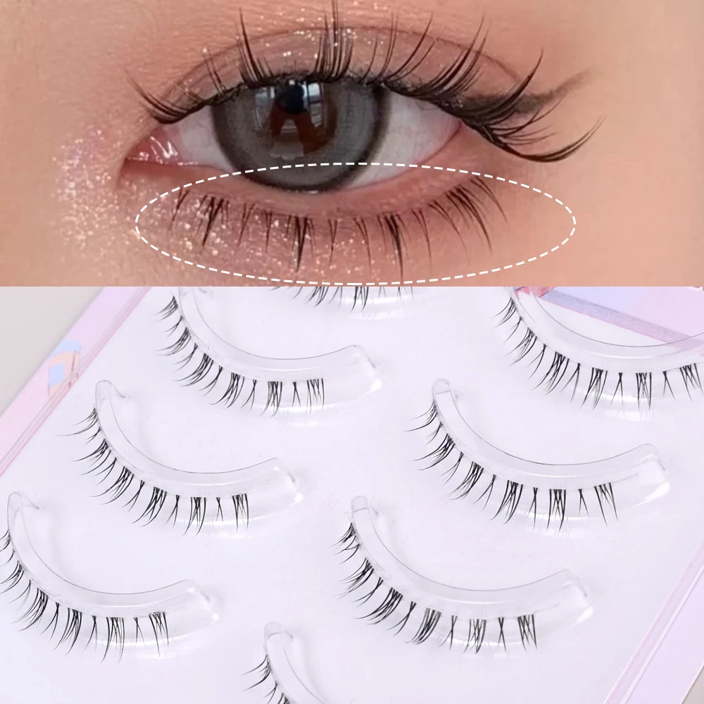 5mm Lower Eyelashes Manga Clear Band Fake Lashes Segmented Natural Under Lashes Manga Bottom Lashes Makeup Eyelash Makeup Tool