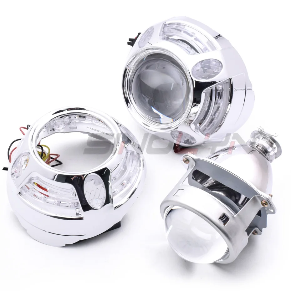 3 Inch Bi Xenon Projector Lenses For H7 H4 Reflector Headlights Angel Eyes Turn Signal H1 Xenon Lens Car Lights Car Accessories