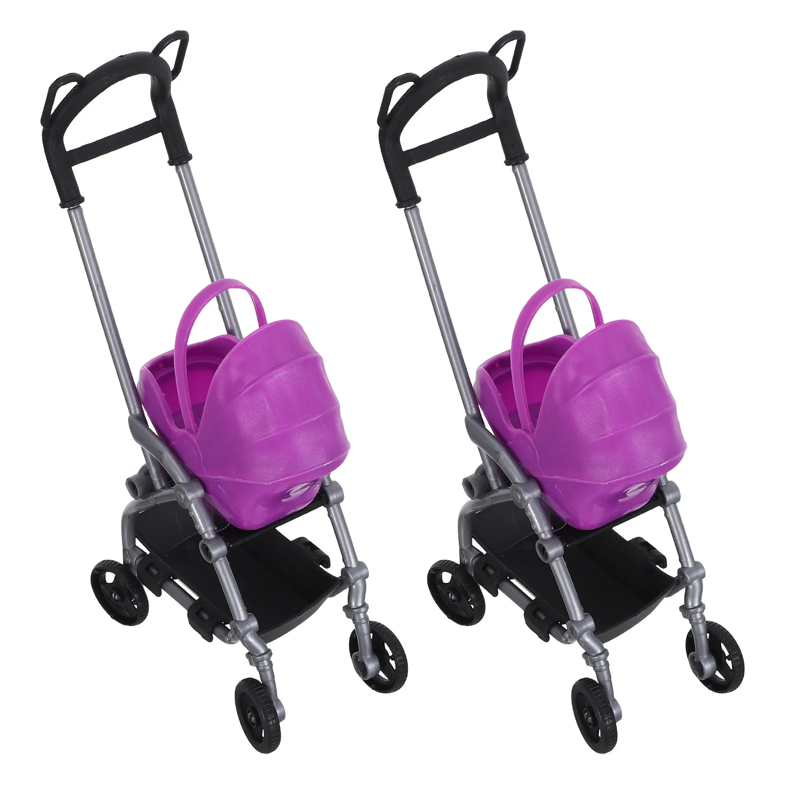 

2Pcs Mini Stroller for Toddlers Realistic Pretend Play Baby Carriage Lightweight Portable Role Play Pushchair Vibrant Design