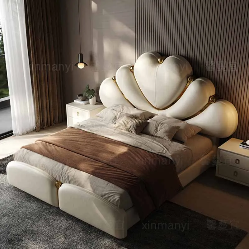 

High End Double Bed Designer Style Italian Sleeping King Double Bed Home Floor Modern Cama Matrimonial Furniture For Bedroom