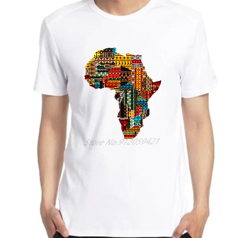 Classic Graphic T Shirts Africa Map Fashion Oversize T-Shirts Tee Tops Summer Cotton Short Sleeve T-Shirts Mens Print T Shirt