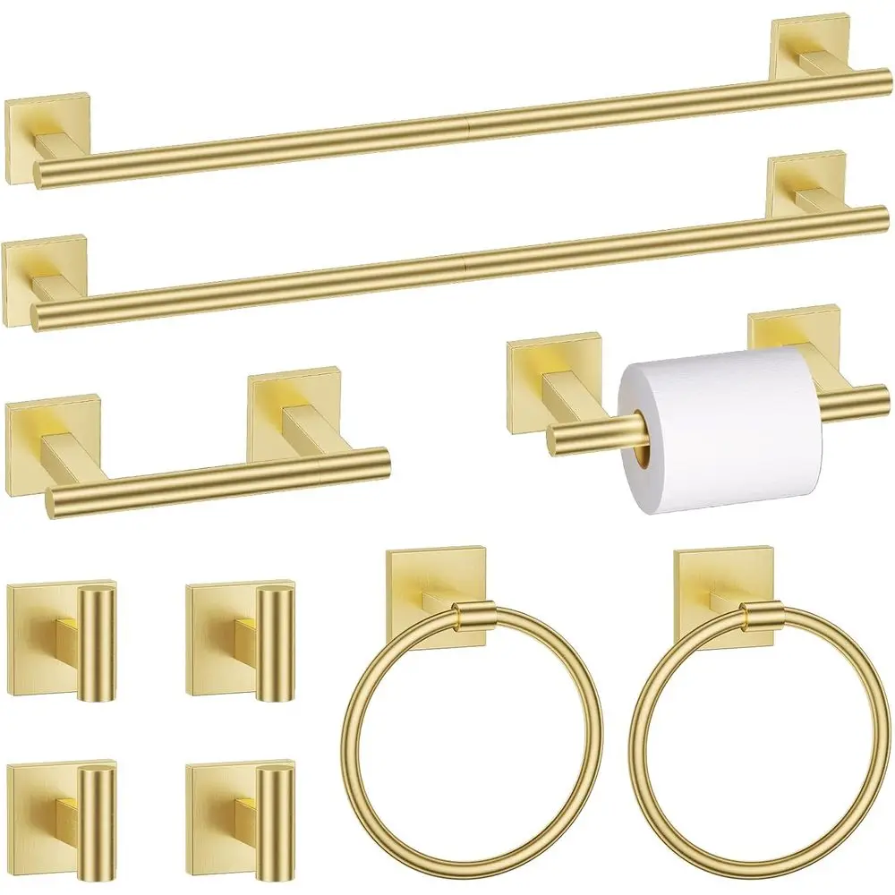 

Brushed Gold Towel Bar Set with Double Toilet Paper Holder, 23.6 Stainless Steel Bathroom Hardware