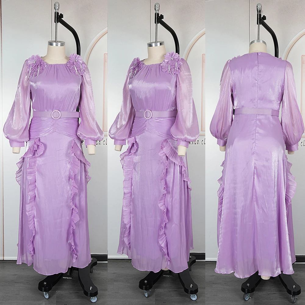 Luxury Party Evening Dresses Diamond Kaftan Gown Elegant Women Wedding Prom Pleated Dress Long Robe 2025 Summer African Clothing image 5