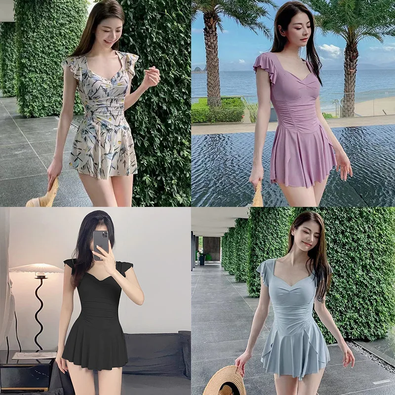 French Style Swimsuit Women's Summer 2024 New One-piece Dress Female Conservative Beach Wear Sexy Swimwear Bathing Suit