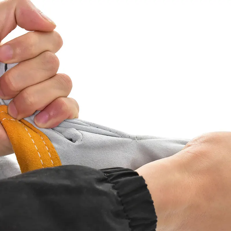 Extended Welding Gloves Double Spliced Cowhide Suitable For Barbecue Baking Work Full Protection of the Palm to Prevent Burns image 6