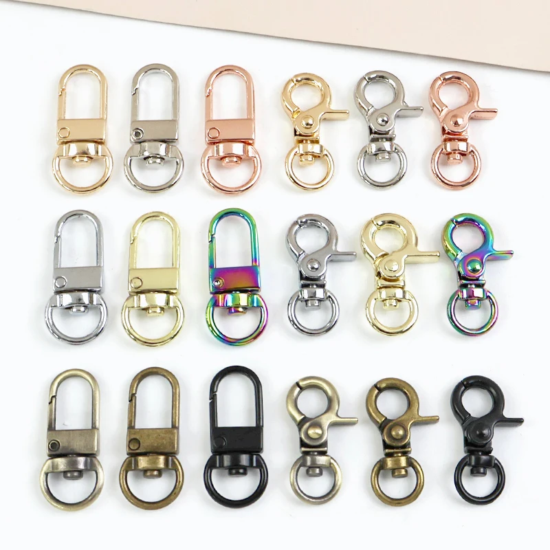 10-50 Stück Drehbare Karabinerhaken Schlüsselanhänger Mini-Karabiner Metallschnallen Hundehalsband-Ketten Federschnappverschluss Zubehör