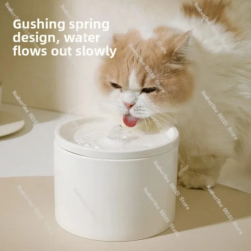 Ceramic Automatic Pet Water Dispenser, Circulating Fresh Water Bowl for Dogs Cats, Easy Drinking & Filtered Feeder view 3