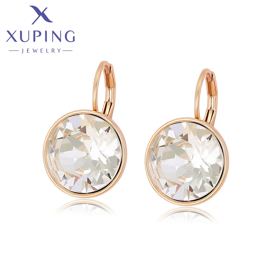 Xuping Jewelry New Trendy Elegant Charms серьги Round Crystal Stone Earring Gold Color Earrings for Women Girl Jewellery Gift