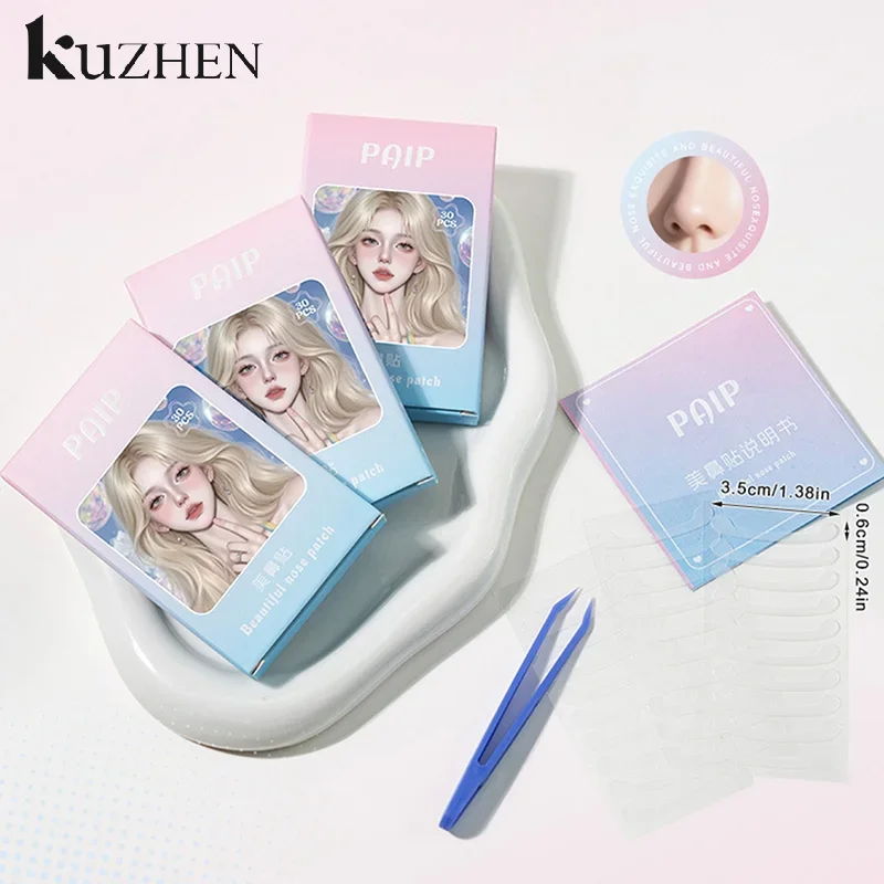 30Pcs Nase Transparent Unsichtbare Dünne Nase Aufkleber Mit Pinzette Schrumpfen Nase Flügel Patch Für Cosplay Spezielle Nase Schrumpfen