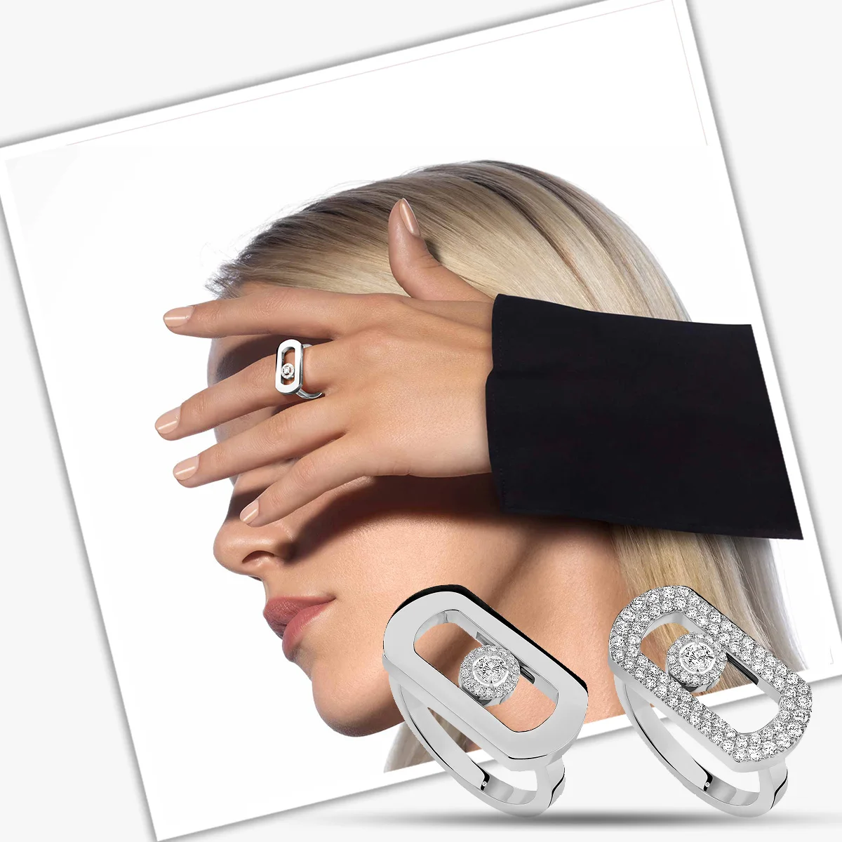 

MXK 2025 Classic Fashion Women's Single Diamond MOVE Series Dense Set Ring Bright and Moving Suitable for Daily Wear