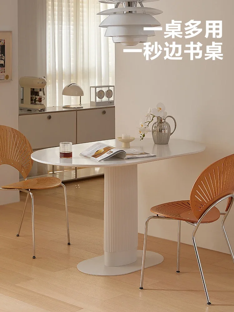 Roman oval table, Nordic dining table, small unit, casual cream style, internet famous computer table