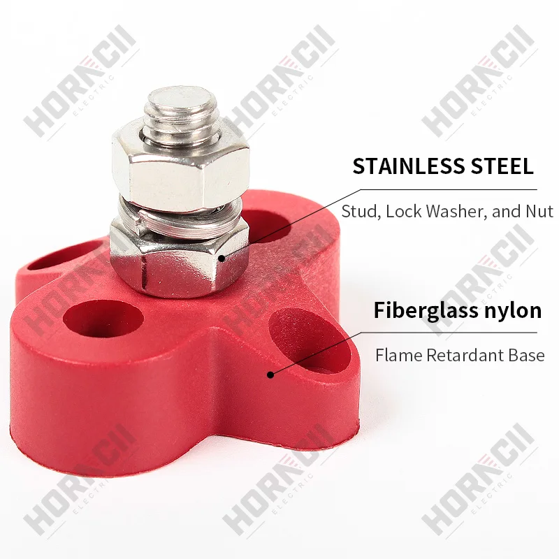 Terminal Block Stud M6 M8 M10 DC 48V Busbar Terminal Stud Positive Negative Junction Fixed Wiring Bolt for Truck RV Ship Boat