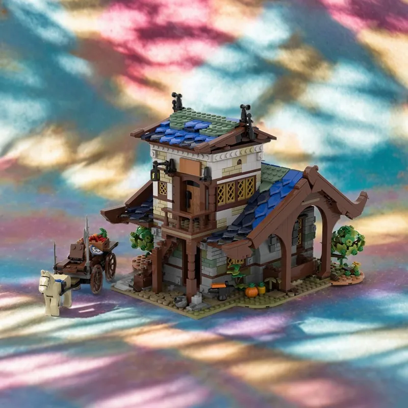 1681-teiliges Sntry Barn Moc DIY-Bausteine – mittelalterliches ländliches Gebäudemodell, kreatives Architekturspielzeug als Geschenk