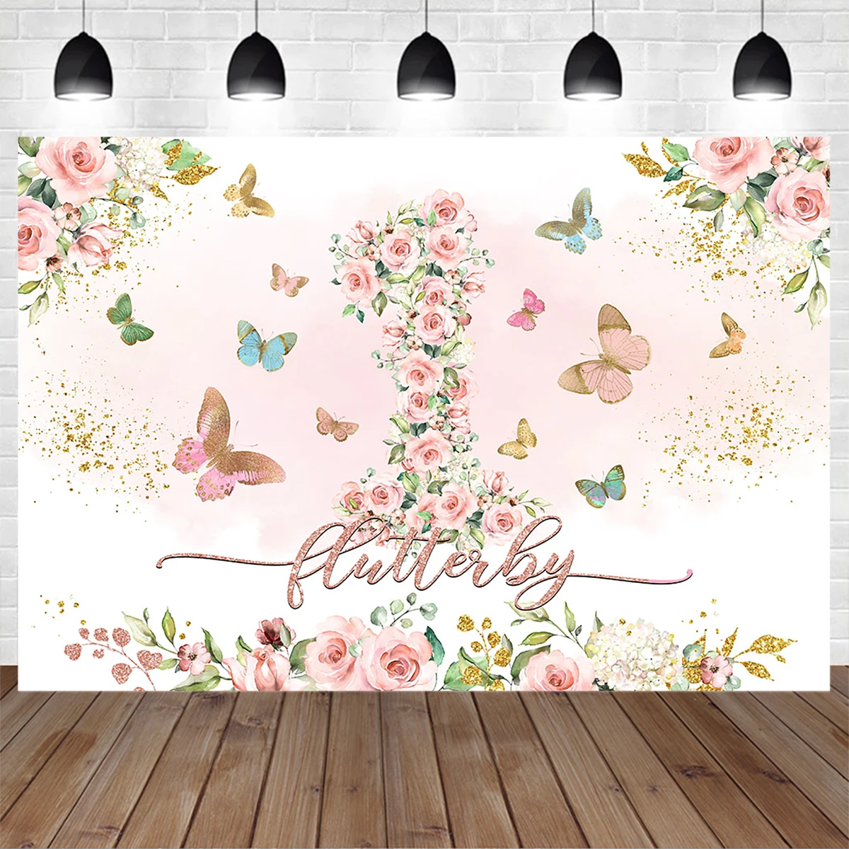 

Girl 1st Birthday Photography Background Decoration Butterfly Flower Backdrop Newborn Baby Shower Photo Studio Photographer Prop