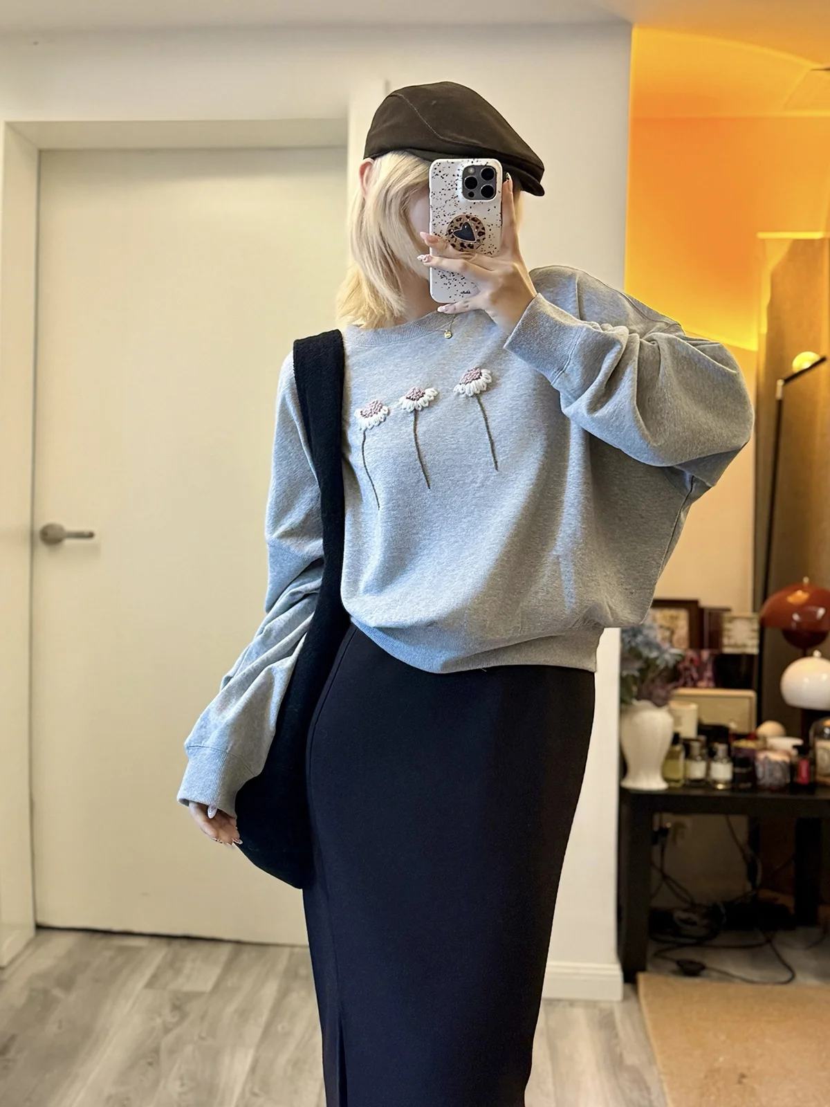 

Вязаный вручную круглый свитер из смесового хлопка и льна, теплый, с уютным ореолом, в стиле «ночная песня», с цветком бугенвиллии, комфортный крой