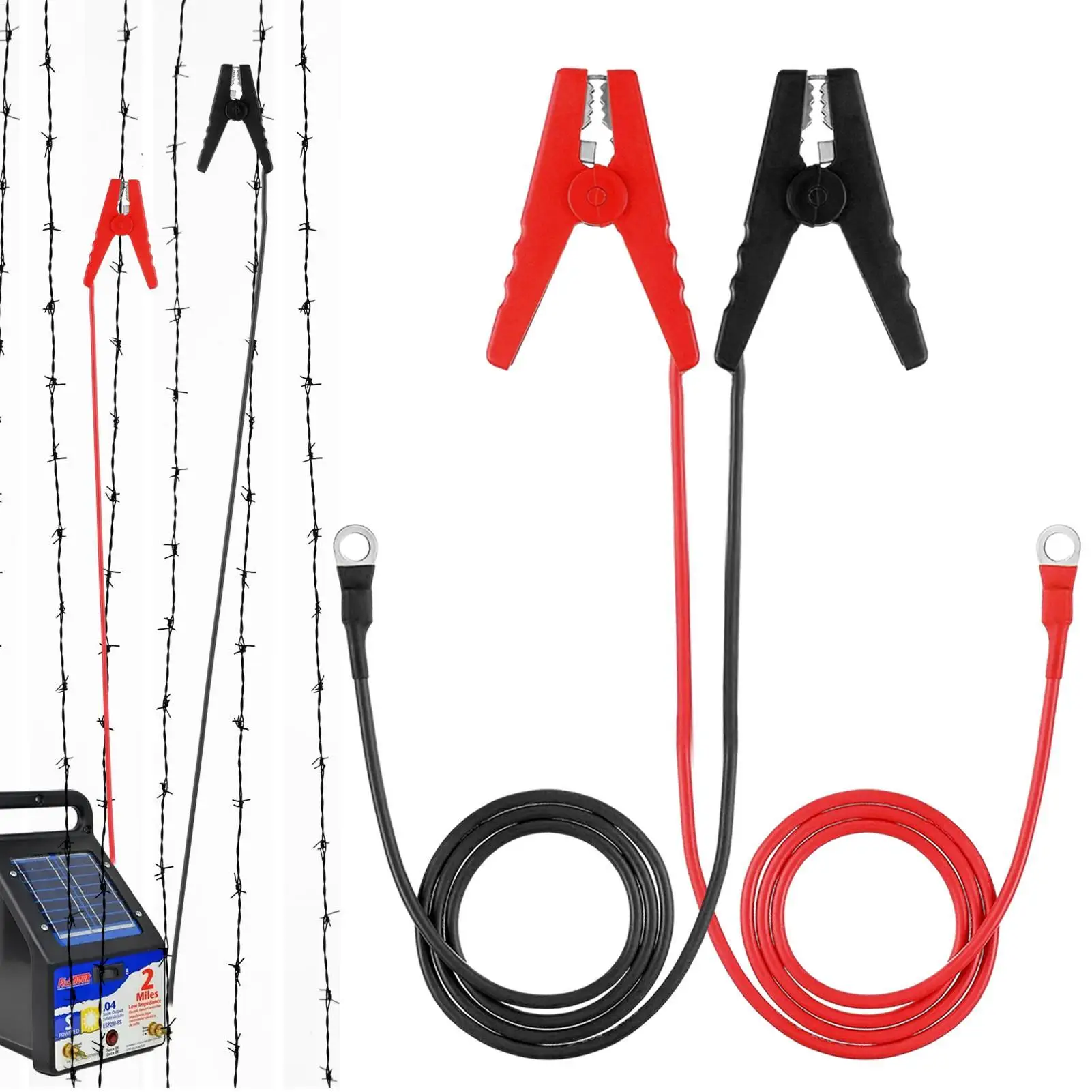 Electric Fence Jumper Cable with Alligator Clips Heavy Duty Insulated Wire for Solar Battery Fencers Easy Repairs Extension